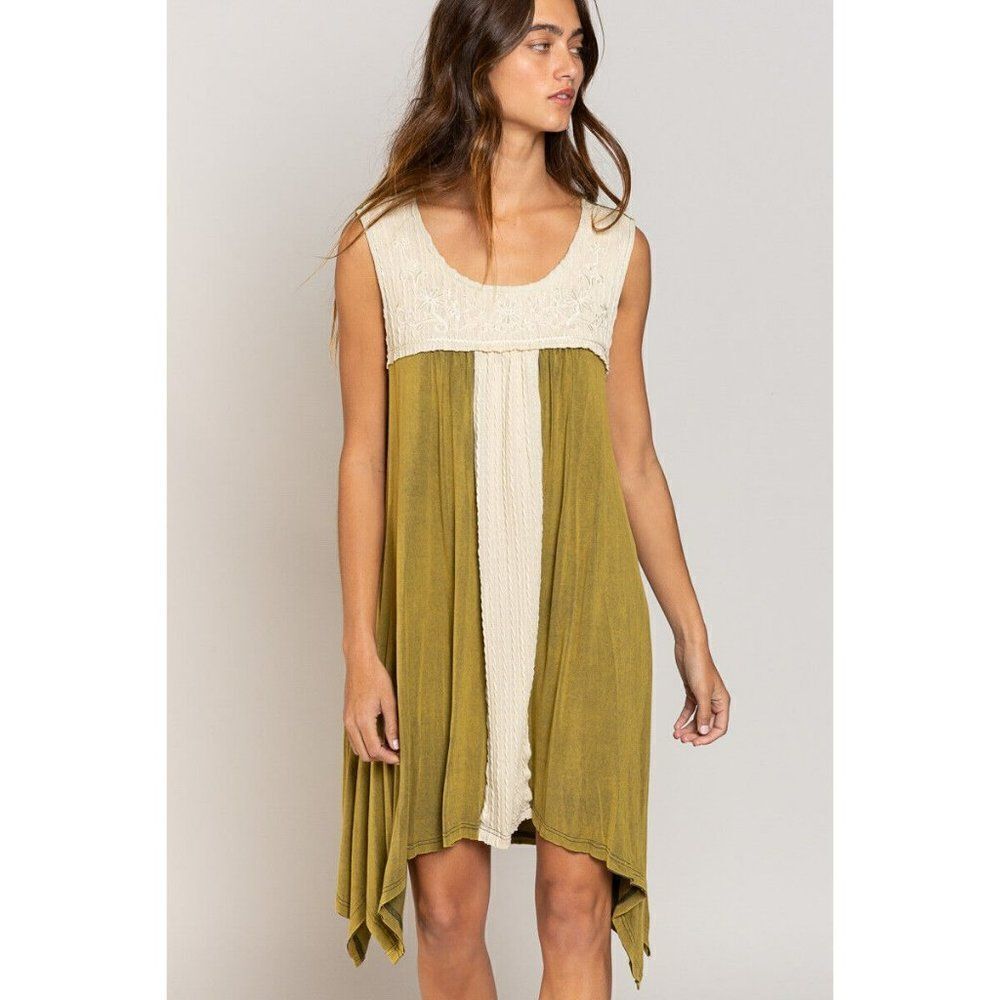 SALE! POL Clothing Forest Moss High Low Comfy Tunic Sleeveless Dress